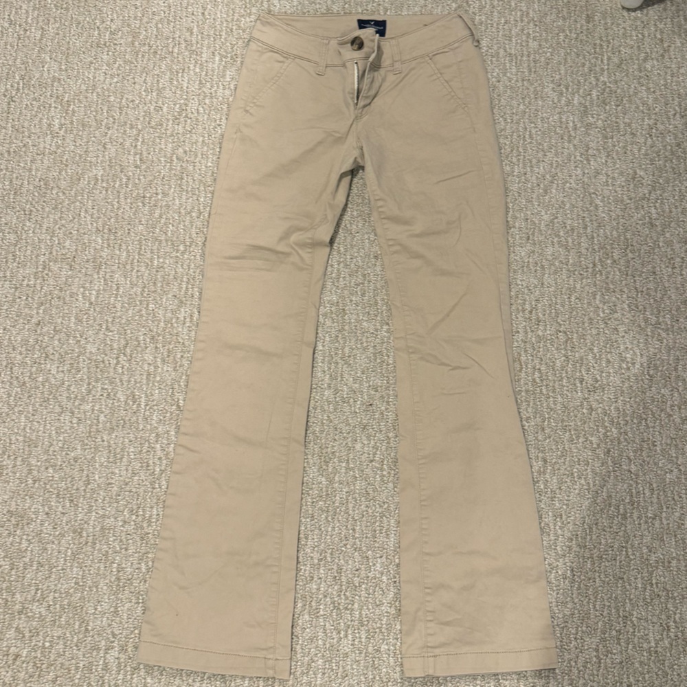 American Eagle Khaki Kick Boot Cut Stretch Pants